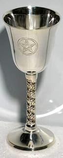 New Age Ritual Tools Chalice Silver Plated Pentagram, 5" Tall