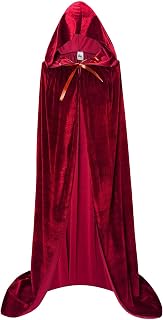 Makroyl Unisex Hooded Cloak Long Velvet Cape For Halloween Christmas Cosplay Costume