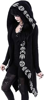 Women’s Moon Gothic Witchcraft Hooded Cardigan Occult Long Sleeve Punk Hoodie Jacket Mid Sweatshirt Tag Size UK