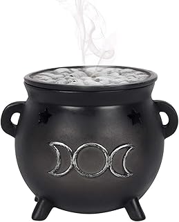 Green Tree Triple Moon Cauldron Incense Holder, Black