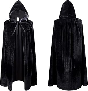 VIROSA Reversible Hooded Adult 1.4m Long Cape Costume – Black and Red Full Length Fancy Dress Cloak for Halloween, Vampire, Witch, Cosplay, Party and Stage Performance