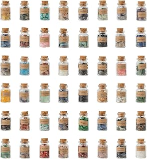 KHOCOEE 48pcs Different Crystals and Healing Stones, Gemstone and Crystals Bottles, Chakra Healing Crystals for Witchcraft, Great Choice for Gift, Collection and Home Decor, Multicolor