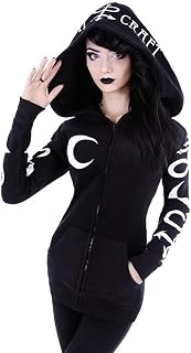 Women's Gothic Coat Jacket Witchcraft Moon Letter Print Hooded Cardigan Punk Hoodie Jacket Mid Long Sweatshirt Loose Hood Casual Thin Sweatshirt Punk Black Hoodies