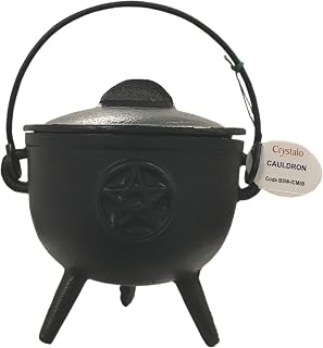 Pentagram Cast Iron Cauldron with Lid Size-4"