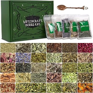 Witchcraft Supplies Herbs Kit for Witch Beginners - 30 Pack Different Dried Herbs for Wicca, Pagan and Wiccan Rituals, Altar Supplies, Magic Spells, Soap Making,with Metal Spoon