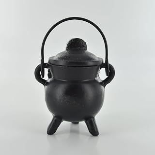 Prezents Black Cast Iron Cauldron Mini - Plain Wicca Pagan Celtic Decor, S, (40005)