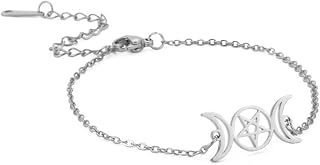 Triple Moon Goddess Pentagram Star Bracelet Amulet Pentagram Religion Bangle Stainless Steel Jewelry Symbol Witchcraft Gifts For Women