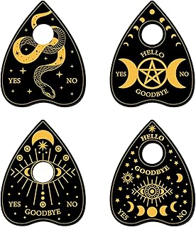 CREATCABIN 4Pcs Planchette for Board Wooden Moon Crystal Holder Mini Crystal Sphere Display Stand Chinese New Year Snake Year of The Snake 2025 Witch Stuff Wiccan Altar Decor for Crystal Ball Stones