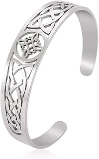 Witch Knot Bracelet for Women Stainless Steel Adjustable Open Cuff Bangle Celtic Quaternary Wiccan Witches Knot Bracelet Witchcraft Amulet Jewelry for Men Birthday Gift