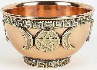 Indian Consigners Small Altar Witchcraft Serving, Offering or Smudging Bowl (Triple Moon Bowl), Copper