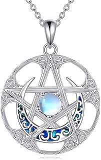 Celtic Necklace for Women Sterling Silver Cross/Pentagram Pendant Necklace Wiccan Witch Pagan Jewellery Gift for Men