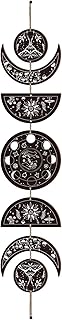 CREATCABIN 7pcs Moon Phase Wall Hanging Boho Decor Black Wooden Wall Art