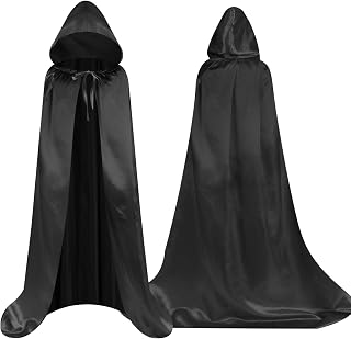 Aomig Hooded Cape Halloween Adult Long Cloak Hooded Cape Witch Cosplay Accessories Mysterious Cosplay Wizard Fairytale Fancy Dress Costume Halloween Masquerade Party (150cm/59in)
