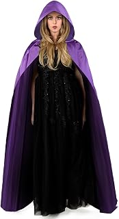 Aomig Hooded Cape Halloween Adult Long Cloak Hooded Cape Witch Cosplay Accessories Mysterious Cosplay Wizard Fairytale Fancy Dress Costume Halloween Masquerade Party (150cm/59in)