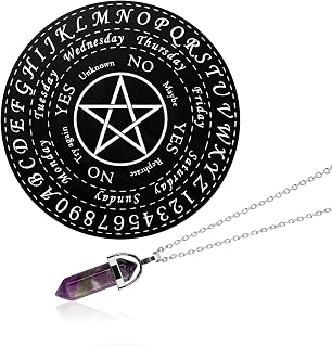 Rumyve Crystal Divination Pendant Necklace Witchcraft Wiccan Altar Kit, Witch Pendant Board Life Tree Log Ouija Board