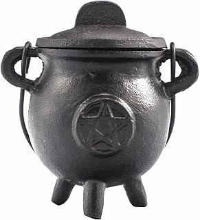 Ancient Wisdom Cast Iron Cauldron, Perfect for Witchcraft, Energy Spells, Halloween Altar, Pagan, and Wiccan Rituals (Pentagon, 6.5x13cm)