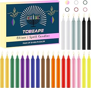 Tobeape 4" Coloured Spell Chime Candles 24 pcs, Unscented Mini Taper Candle
