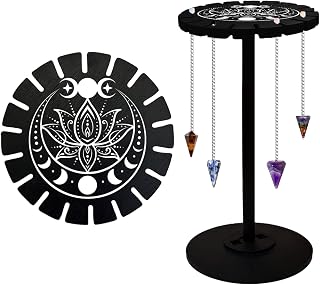 CHGCRAFT Moon Phase Pendulum Display Stand Lotus Wooden Black