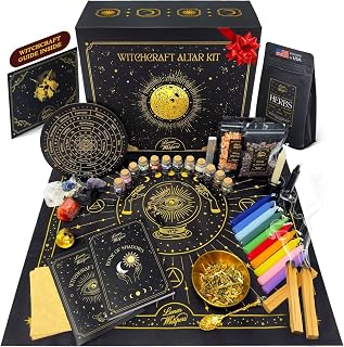 Large Witchcraft Kit 70 pcs - Premium Witch Kit for Beginners - Wiccan Supplies and Tools - Altar Supplies, Crystals, Gemstones, Herbs, Spell Candles