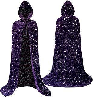 Coolwife Velvet Cloak Cape Wizard Hooded Party Halloween Cosplay Costumes for Men Women 53"