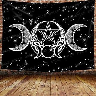 STCREE Wicca Witch Wiccan Tapestry Triple Moon Pentagram Wall Tapestry, Flannel Art Large Tapestries Trippy Pagan Witch Tapestry Wall Hanging, for Home Decor (80 x 60 inches) GTYYDB1210