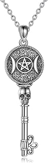 Hecate Necklace Sterling Silver Wheel of Hecate Key Pendant Necklaces Triple Moon Goddess Wiccan Pagan Jewellery Gifts for Women