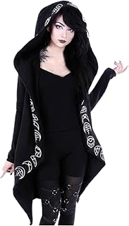 Hoodies for Women UK Loose Gothic Punk Long Sleeve Coat Ladies Jackets Full Zip Sweatshirt Halloween Witchcraft Hooded Outerwear Warm Cardigan Streetwear Plus Size 8-22 Sale