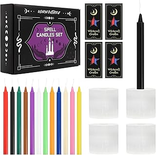 Spell Candles 48 Pack with 4 Custom-Fit Selenite Holders