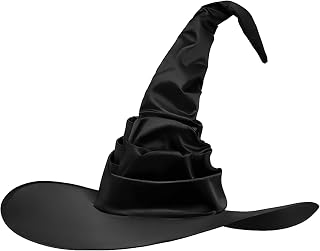 Elegant Witch Hat, Halloween Wizard Hat, Pointed Funny Witch Hats, Halloween Witch Headwear Pleated Witch Hats for Halloweens Carnival Cosplay Party Costume Accessory Fancy Dress Props