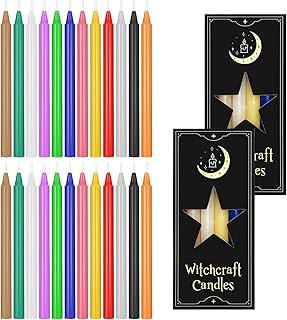 Magic Candles, 24 Pieces Coloured Candles, 16 cm High, Unscented Mini Tapered Candles for Witchcraft, Wiccan Altar, Magic Tools, Rituals, Prayers, Meditation and Party Decoration