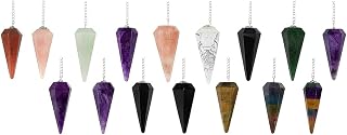Pendulum Set 11 Pcs, Dowsing Pendulum Kit, Crystal Pendulum Set, Natural Gemstone Pendulums for Divination & Reiki, Spiritual Gift Set with Velvet Board & Certificate