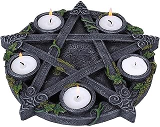 Star Candle Holder - Witchy Decor, Astrology Pentacle Altar Plate Resin Tealight Holder Tray Witchcraft Altar Supplies for Witchcraft Wiccan Tarot Supplies Divination Props