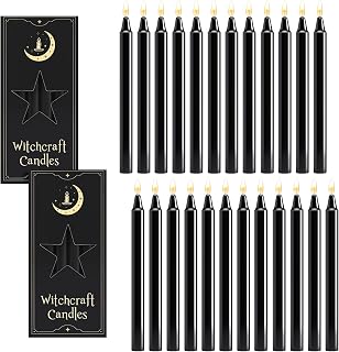 24 Pack Black Candles 6.3" Spell Chime Candles Burning for Up to 90 Minutes