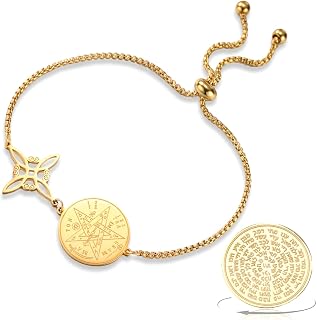 Witches Knot Bracelet Tetragrammaton Pentagram Bracelet Witch's Celtic Knot Pendant Adjustable Protection Witchcraft Pagan Jewelry for Women Men