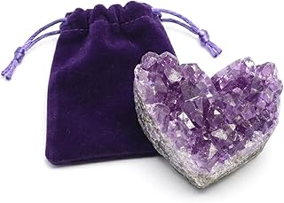 Amethyst Heart Cluster Natural Healing Crystals and Stones, Geodes