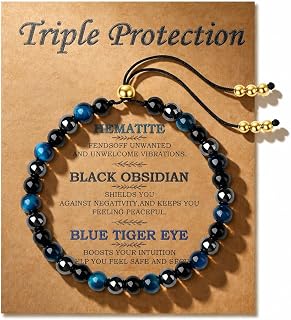 Crystal Bracelet for Women Good Luck Protection Bracelet 6mm Adjustable Bracelets Healing Crystals Anxiety Bracelets Spiritual Birthday Gifts for Women