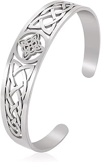 Stainless Steel Witchcraft Witch Knot Cuff Bangle,Witch Return-Knot Original Celtic Trinity Open Adjustable Promise Protection Bracelet,Pagan Symbols Irish Protection Amulet Good Luck Jewelry