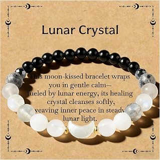 Moon Phase Crystal Bracelet for Women 7.1in Beaded Bracelet, Spiritual Wear