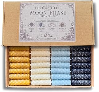 Moon Phase Discovery Set, 28 Mini Beeswax Spell Candles, Lunar Ritual Candle Kit, Moon Magic Gift, Witchcraft Altar Candles, Pagan Gift