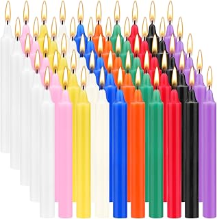 100 Pack Spells Chime Candles Bulk, Mini Magic Coloured Taper, 10 Colour