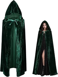 Green Cape, Unisex Adult Medieval Cloak Green Cape, Halloween Costume Elegant Long Hooded Cloak for Cosplay Accessory, Themed Parties, Gothic Events, Renaissance Fairs, Fantasy Role-Playing